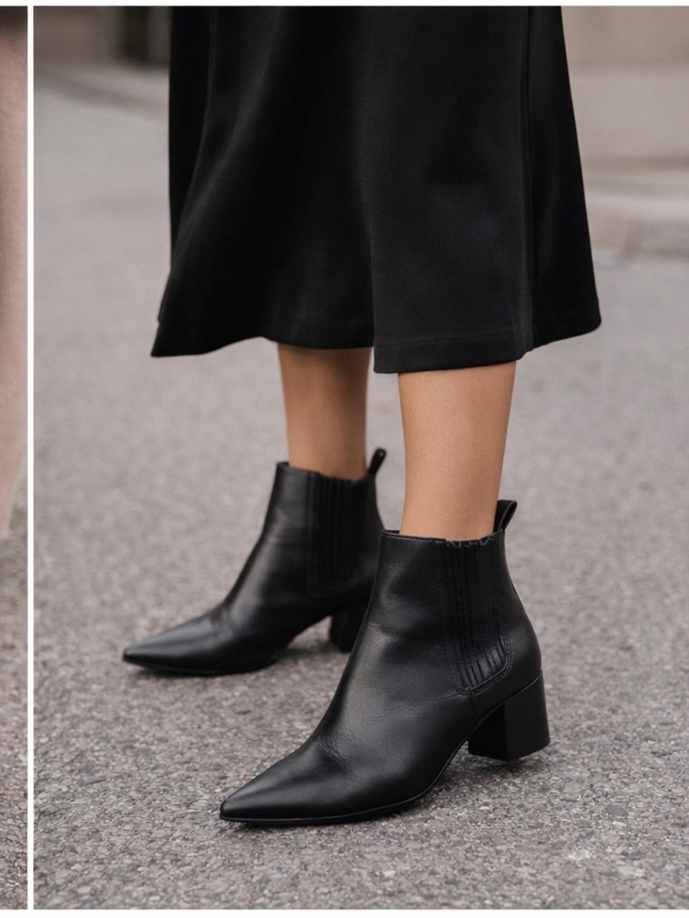 Zara Black Ankle Boots Pointed Toe Block Heel Chelsea Style Size 38 - Picture 3 of 15